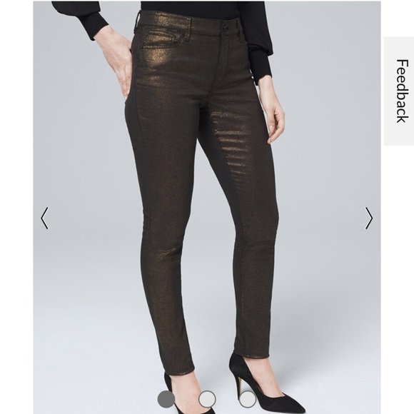 NWT White House Black Market Curvy-Fit Mid-Rise Metallic Skinny Jeans - Picture 2 of 4